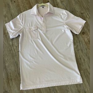 Peter Millar Men’s Light Pink and White Polo Shirt
